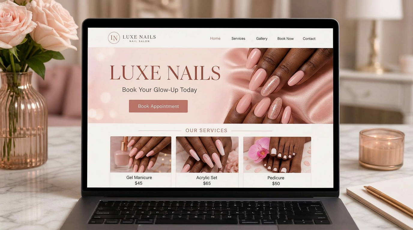 Nail Tech Service website mockup